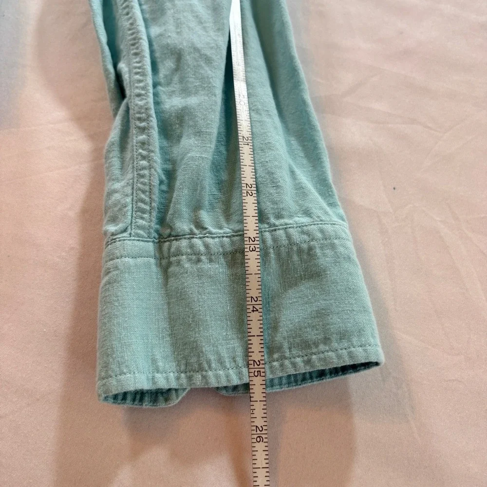 Banana Republic Button Down Shirt Mens XL Green Linen Cotton Blend Long Sleeve